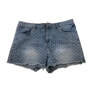 Ymi Women's Juniors High Rise Denim Shortie Shorts Size 9 Cutoff Polka Dot